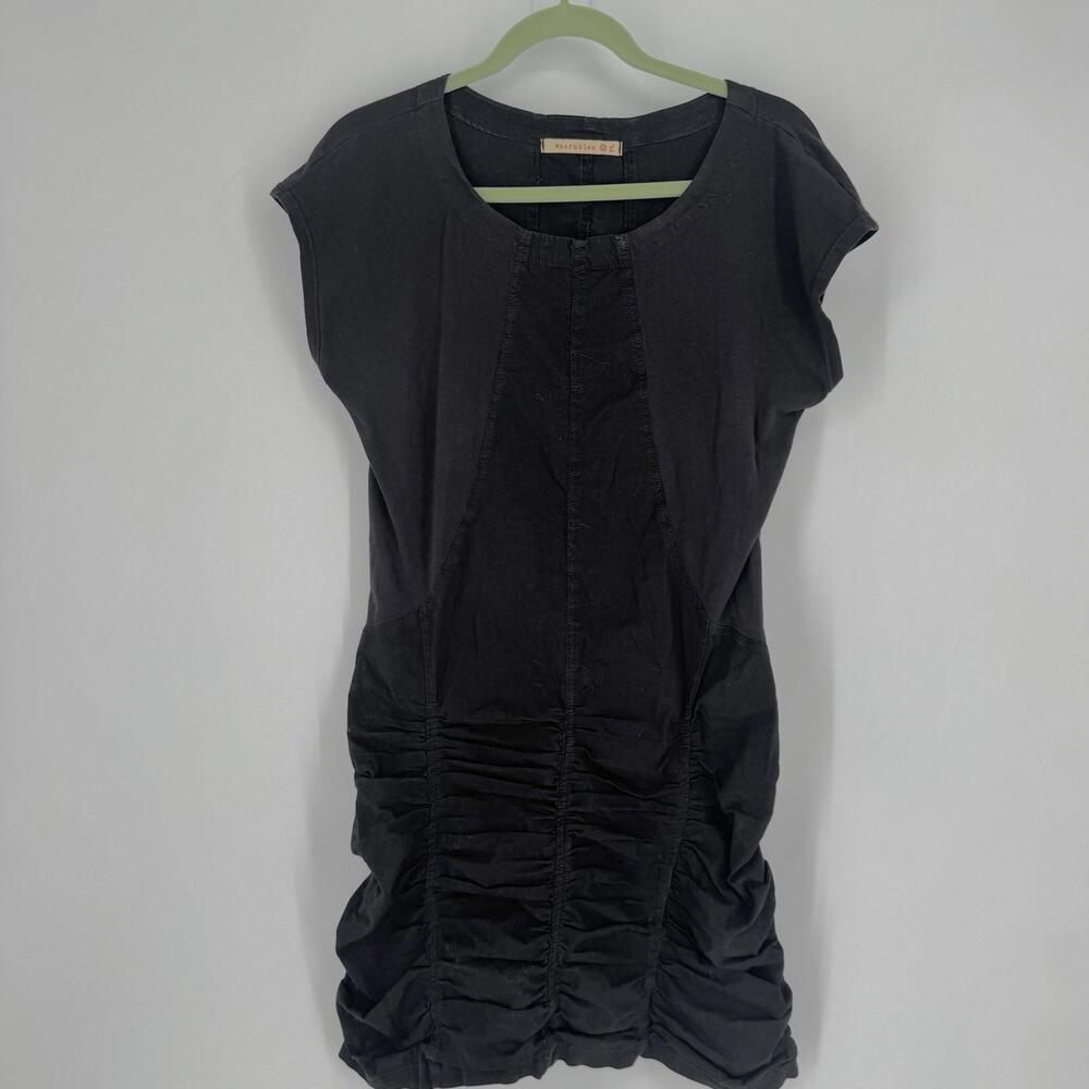XCVI dress petite large  v-neck mini ruched minimalist bodycon fitted boho artsy